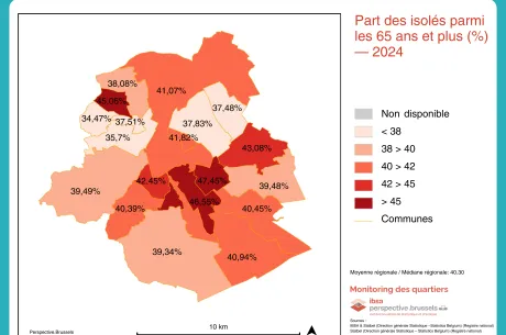 Part des isolés parmi les 65 ans et plus - 2024